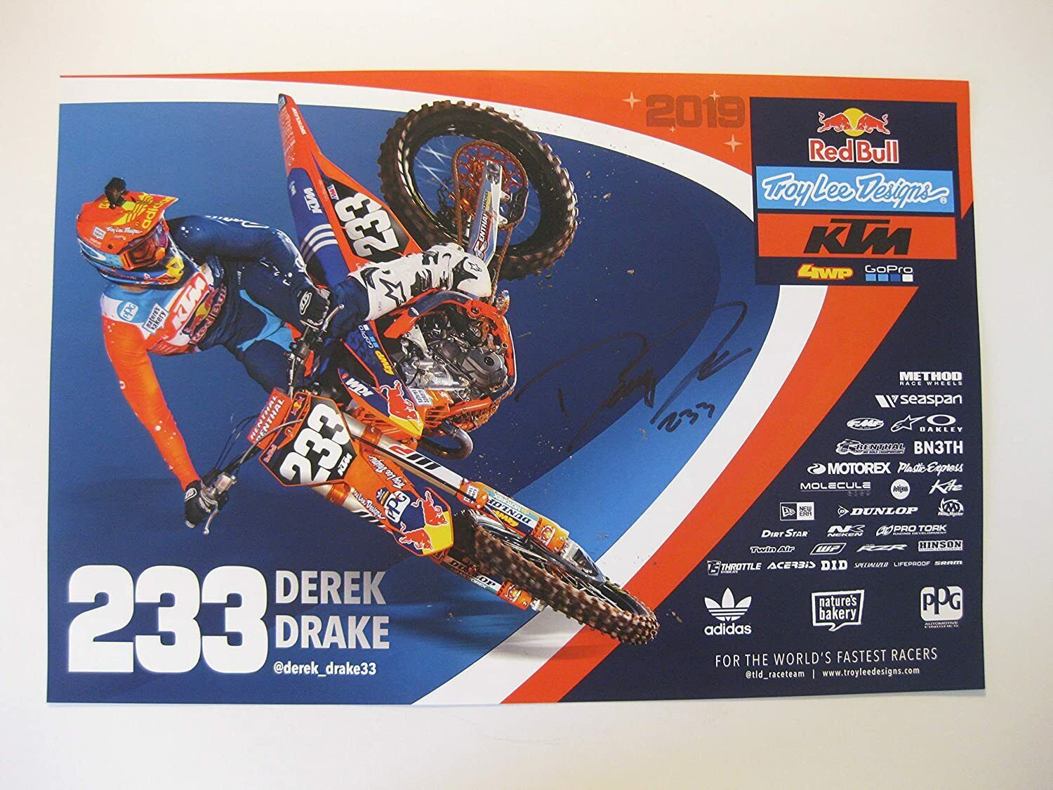 Derek Drake, supercross, motocross, signed, autographed, 12x18 poster, COA will be included' Derek Drake, supercross, motocross, signed, autographed, 12x18 poster, COA will be included'