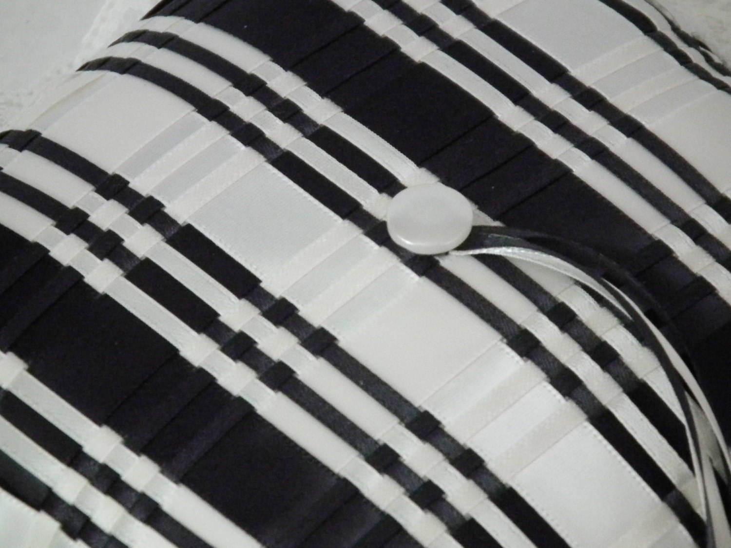 Black and ivory ring bearer pillow, striped ring pillow