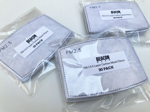 PM2.5 Face Mask Filters - 5 Layer Carbon Filters Replacement for Face Masks