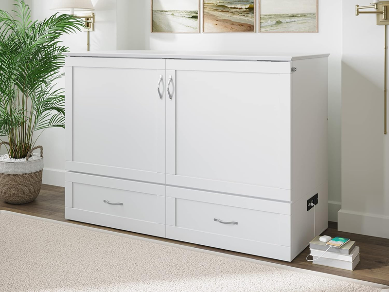 , Hamilton Murphy Bed Chest with 6 Inch Memory Foam Folding Mattress, Built-In C