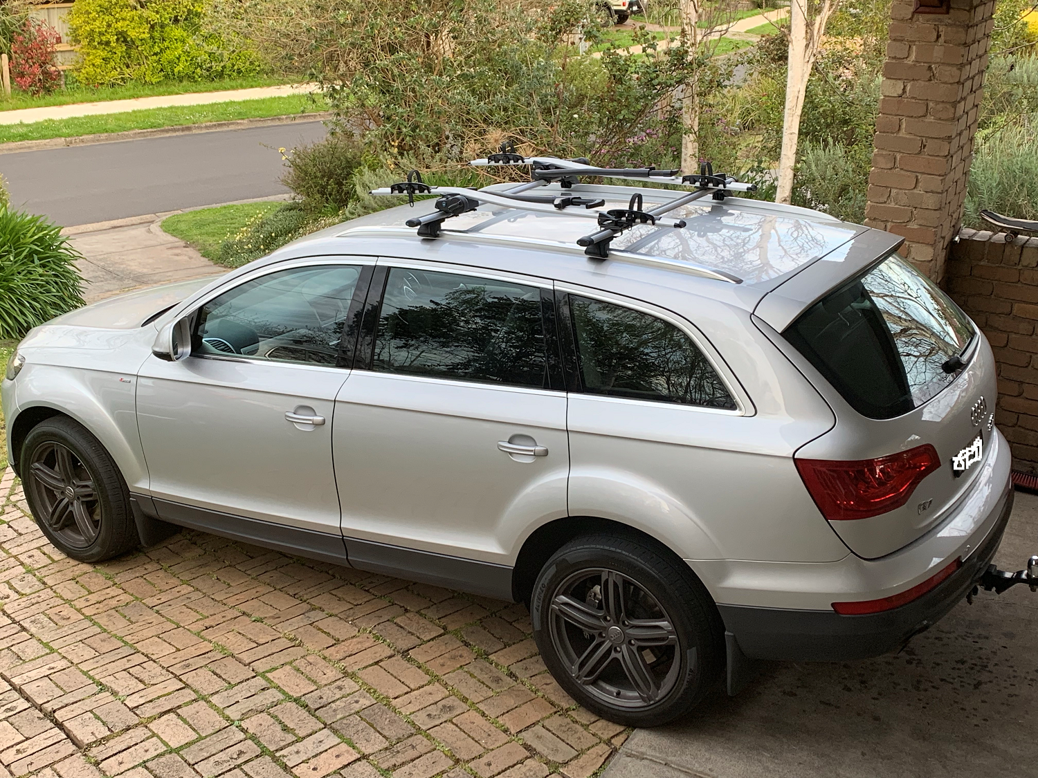 2x new cross bar roof racks for AUDI Q7 2006 2014 clamp in Flush rail