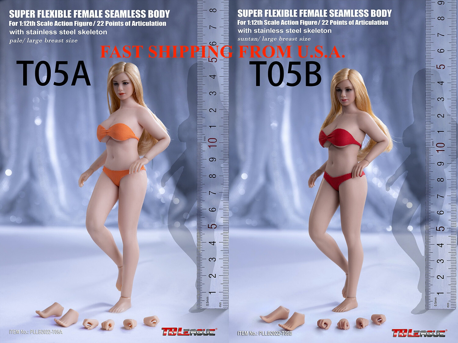 TBLeague PLLB2022-T05A PALE 女素体 1/12 TBLeague 1/12 Seamless Female Body PLMB2022 T05A T05B PHICEN