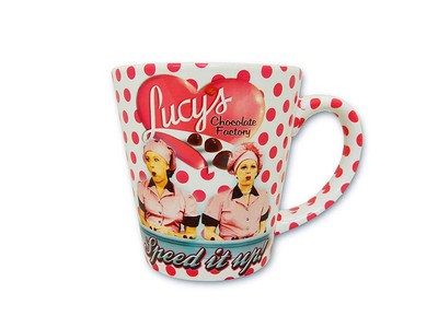 Я люблю кофейную кружку Lucy Chocolate Factory в горошек весом 12 унций