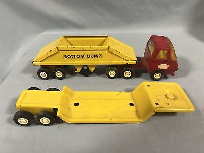 Vintage Tonka Mini Tractor with Flatbed and Bottom Dump Trailer INTERCHANGEABLE