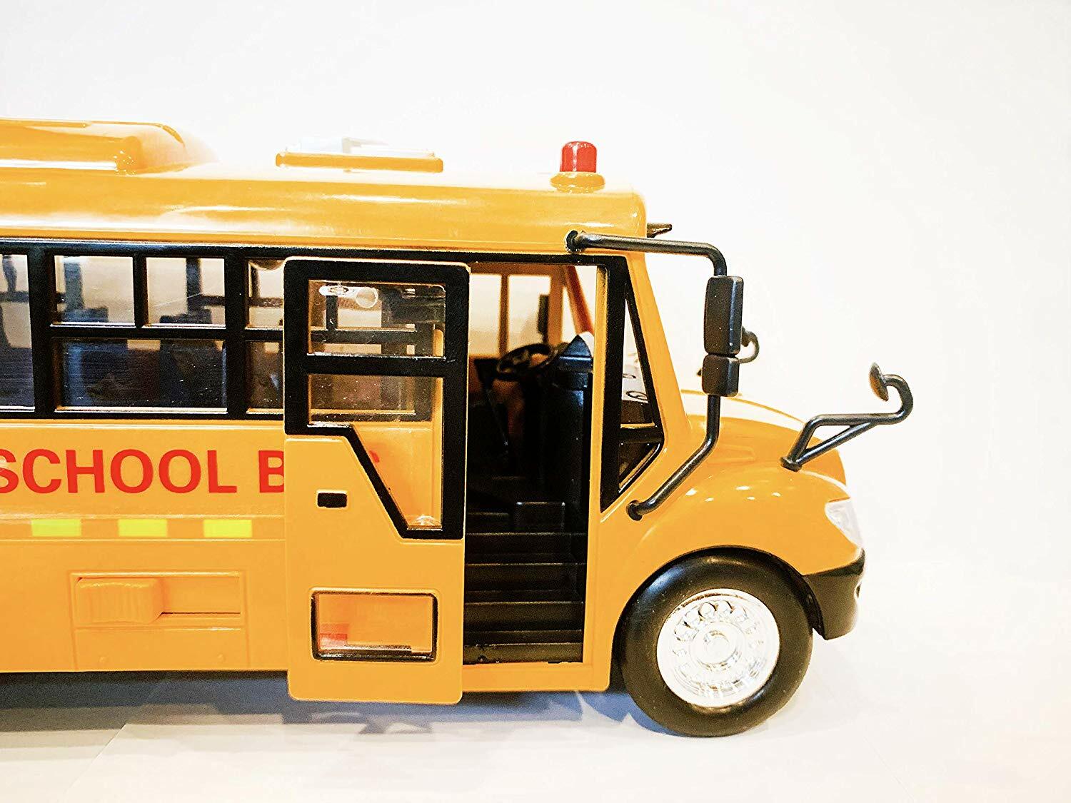 Big Daddy Huge Yellow School Bus w/ Lights and Cool Openable Doors Pull Back Toy