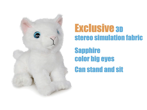 Ice King Bear Cute Big Eyes Cat Stuffed Animal Plush Toy 10 Inches White