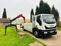 2023 IVECO EUROCARGO 180E25 18 TON DROPSIDE, PALFINGER PK 12.501 REMOTE CRANE