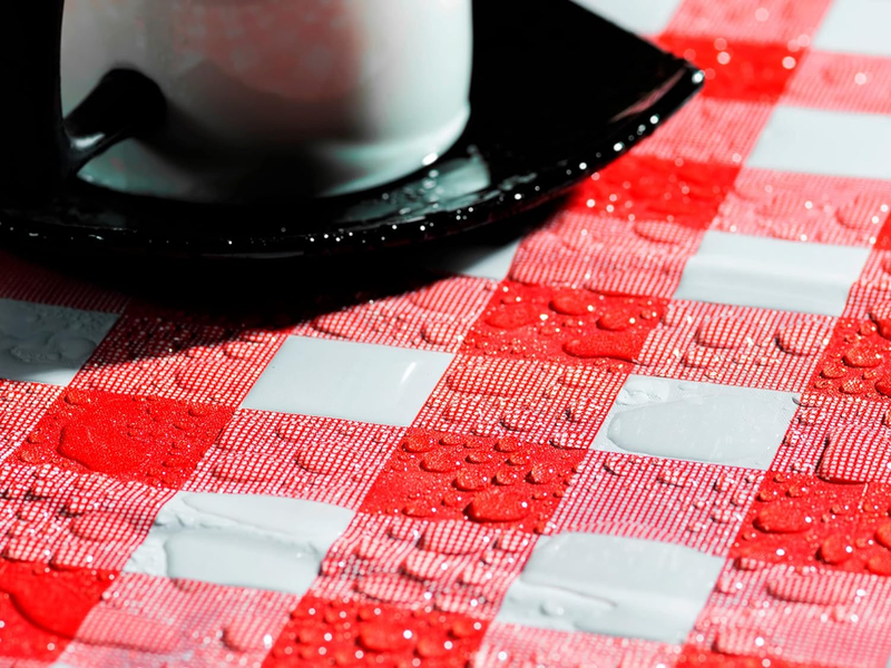54 Inch X 120 Feet Red Checkered Plastic Table Cover Roll | Disposable Red Check
