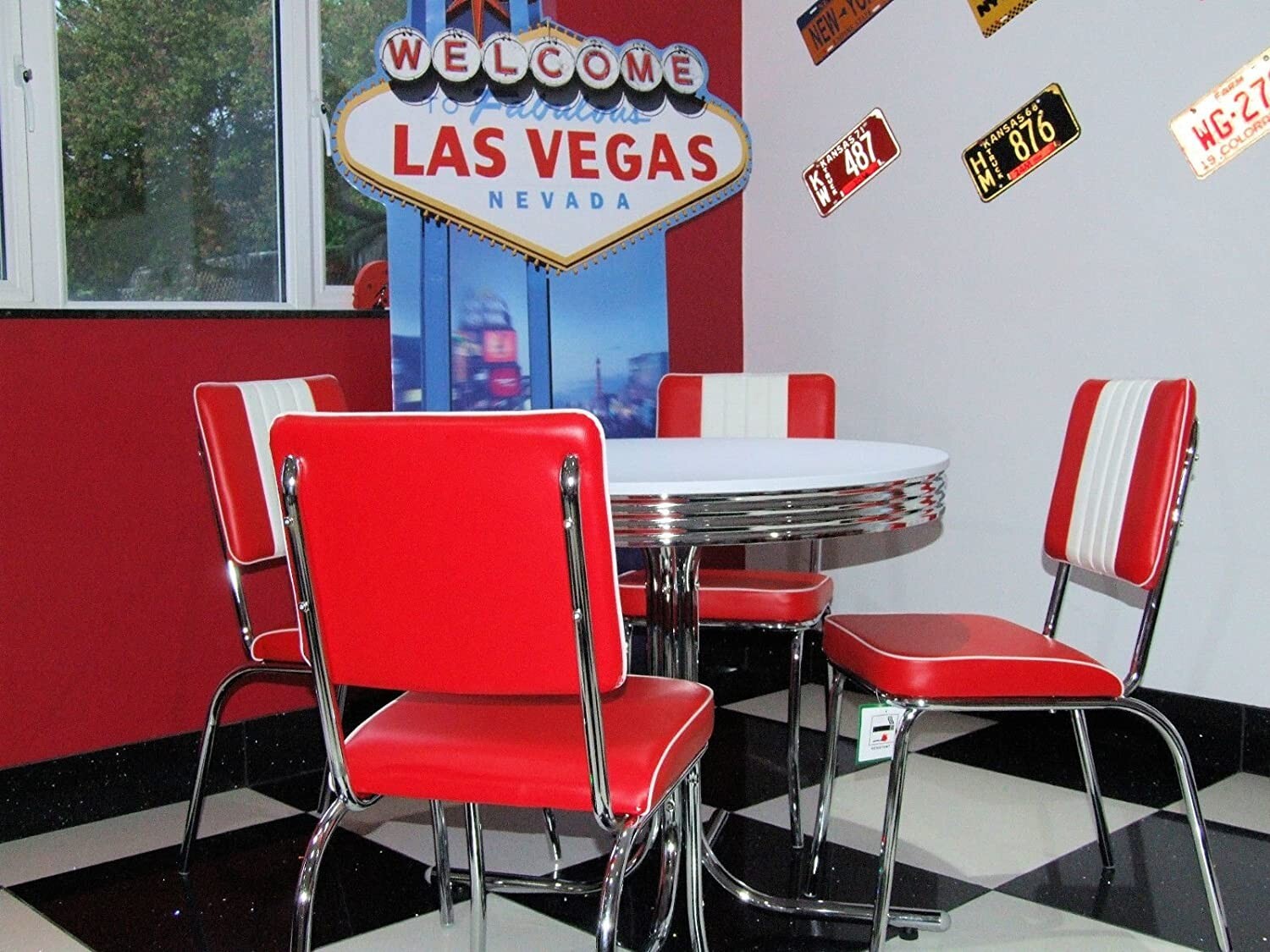American 50s Diner Furniture Round Retro Style Table and 4
