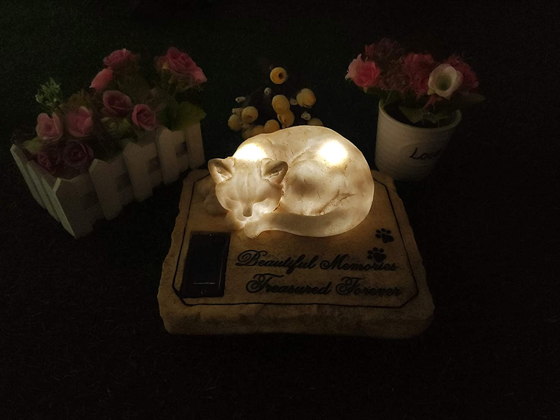 Solar Light Cat Memorial Stone, Cat Grave Markers, Cat Headstone, Cat Memorial P