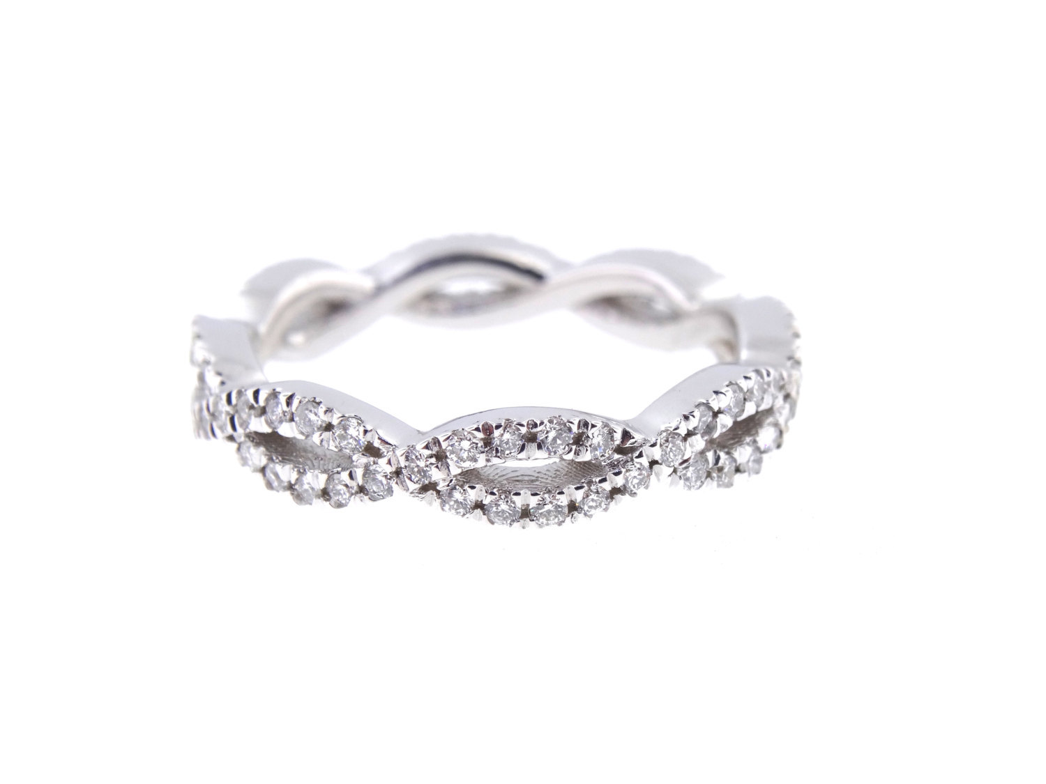 Pre-owned Limor 1cttw Vs-f Diamond Infinity Eternity Wedding Anniversary Ring 14k White Gold