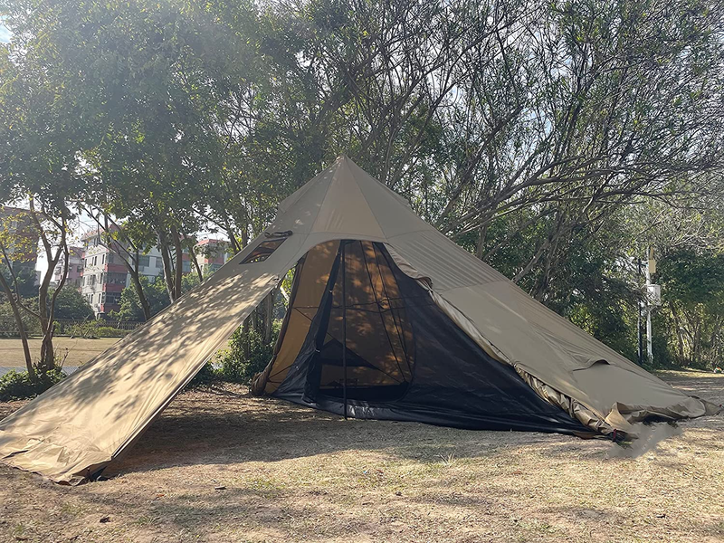 Hot Tent with Stove Jack 4-8 Person Large Teepee Tent for Family Camping