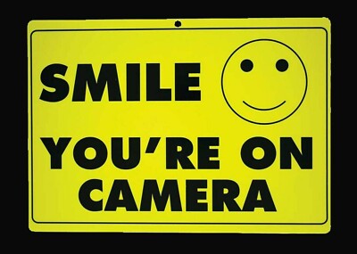 SMILE YOU'RE ON CAMERA SECURITY WATERPROOF SIGN- LETRERO DE SEGURIDAD PARA CASA