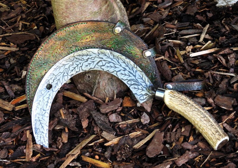 Sichel Grassichel KrÃ¤Utersichel Druidensichel Ritualsichel Mit Lederscheide (1)