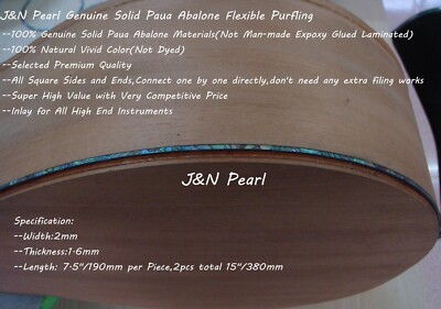 Genuinely Solid Paua Abalone Flexible Inlay Purfling,W:2mm,L:380mm/15''