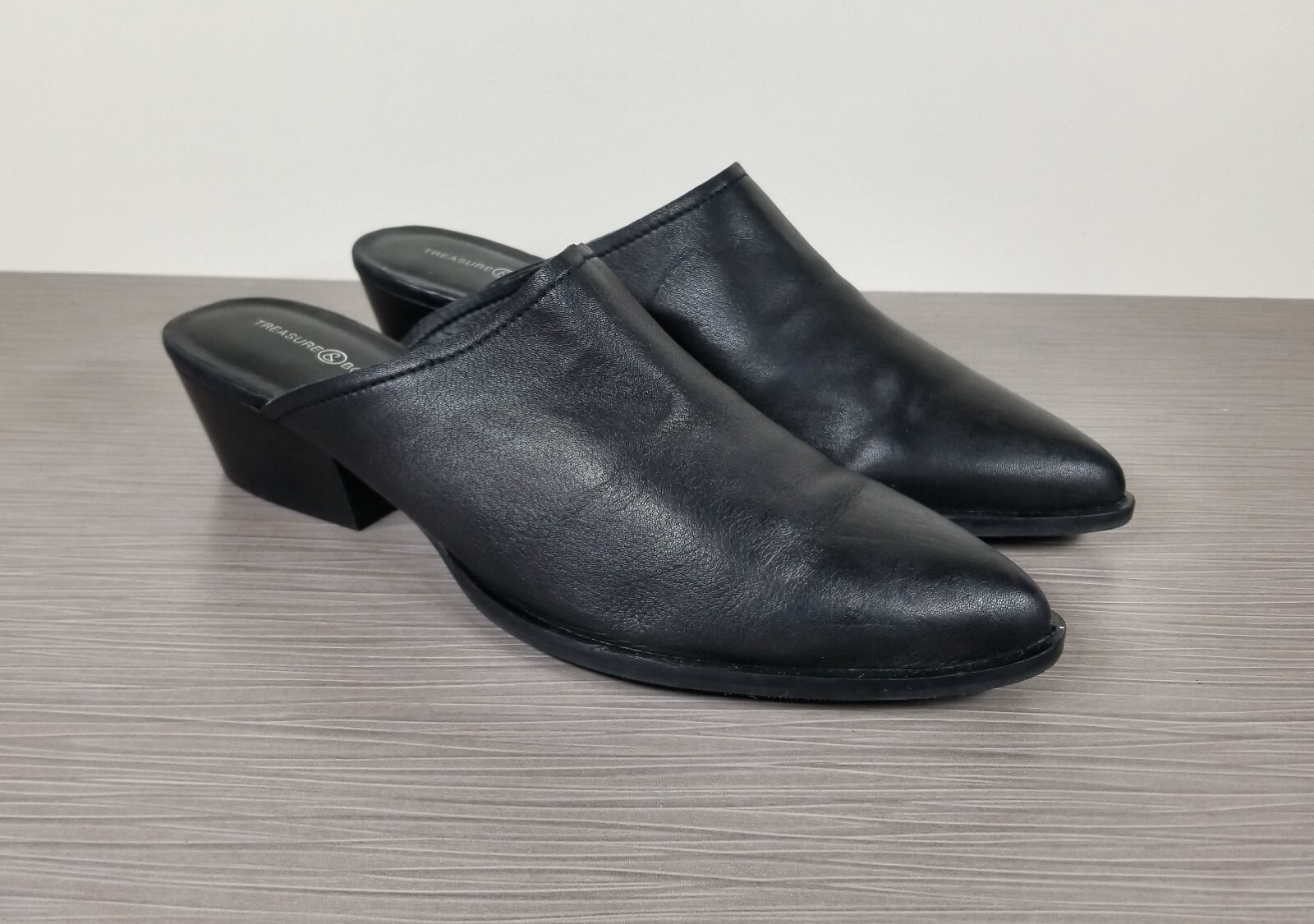 Treasure & Bond Elle Mule, Black Leather, Womens Size 9.5 M