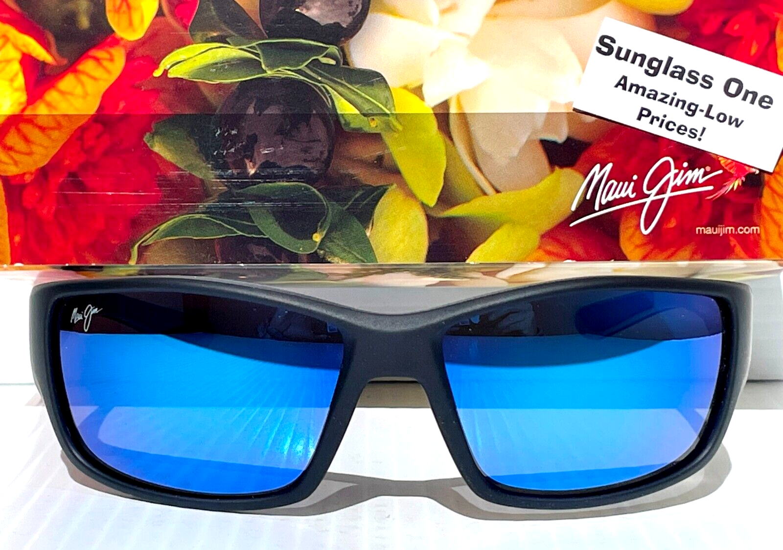 Pre-owned Maui Jim Local Kine Soft Black Polarized Blue Glass Sunglass B810-53b
