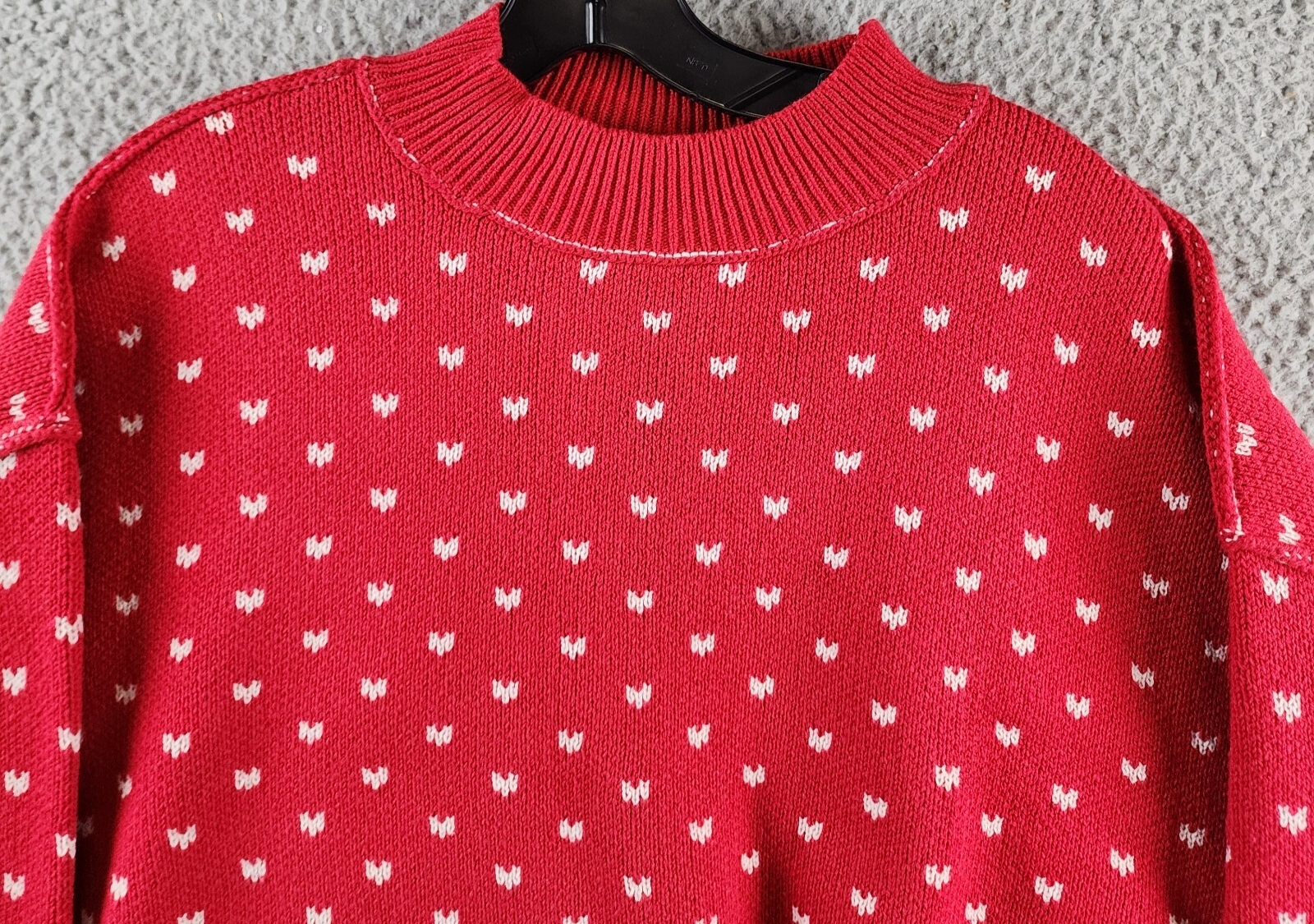 Free People Easy Street Patterned Crop Mock Sweater Women's XS Cherry Cream L/S - Picture 4 of 13
