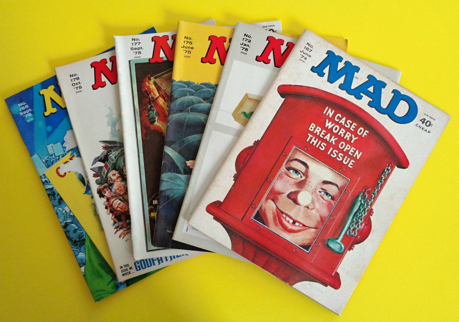 Mad Magazine Lot [#s 167, 172, 175, 177-178, 185] -- 1974