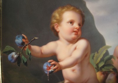 KPM porcelain plaque Cherubs / Cupids 1860 after Old Masters painting by Rubens