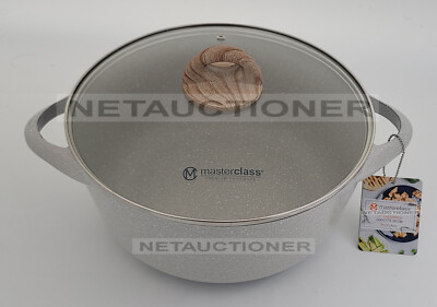 Masterclass Nonstick 11  6.9Qt (6.5L) Casserole Pot & Lid Beige Premium Cookware