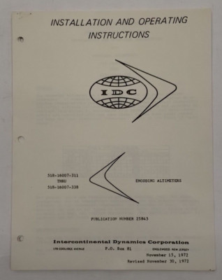 IDC 518-16007-311 Thru 518-16007-338 Encoding Altimeters Installation & Ops-Copy