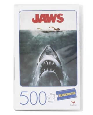 JAWS MOVIE 500-PIECE PUZZLE IN PLASTIC RETRO BLOCKBUSTER VHS CASE