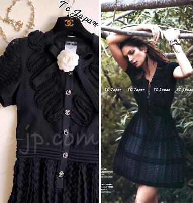 $3751 CHANEL 10S Knit Little Black Dress 2010 Most wanted CC Button 36 US4