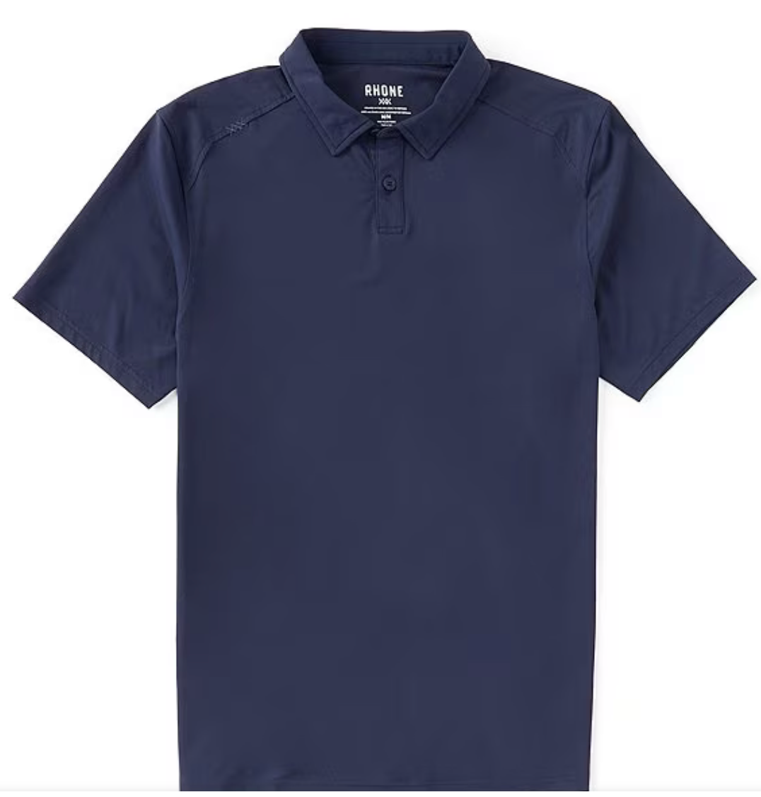 Rhone Navy Blue Delta Pique Short Sleeve Polo Shirt Performance Men NEW NWT