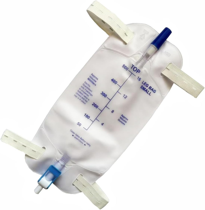 4 Pack Easy-Tap Leg Bag Urinary Drainage Bag, 500 ML Anti-Reflux Valve, Cloth St
