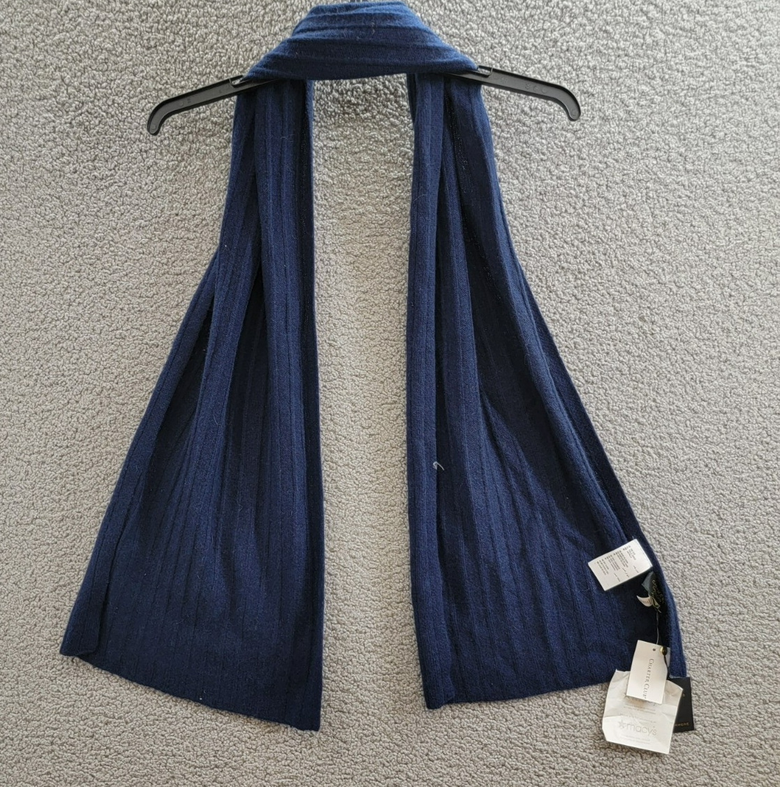 Charter Club Ribbed 100% Cashmere Scarf Women's One Size Navy - Picture 2 of 13