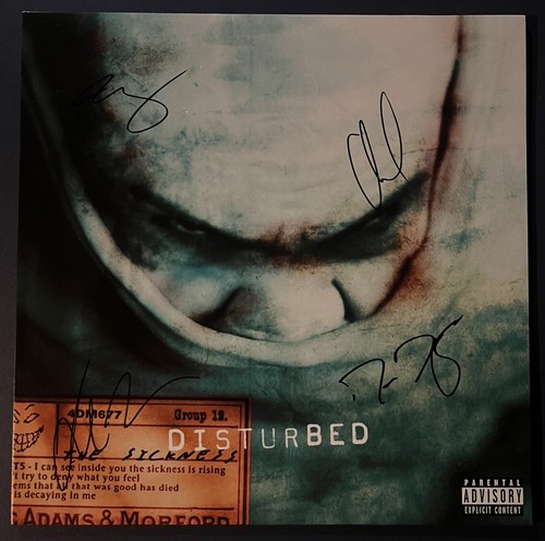 DISTURBED FULL BAND SIGNED DOWN WITH THE SICKNESS VINYL
