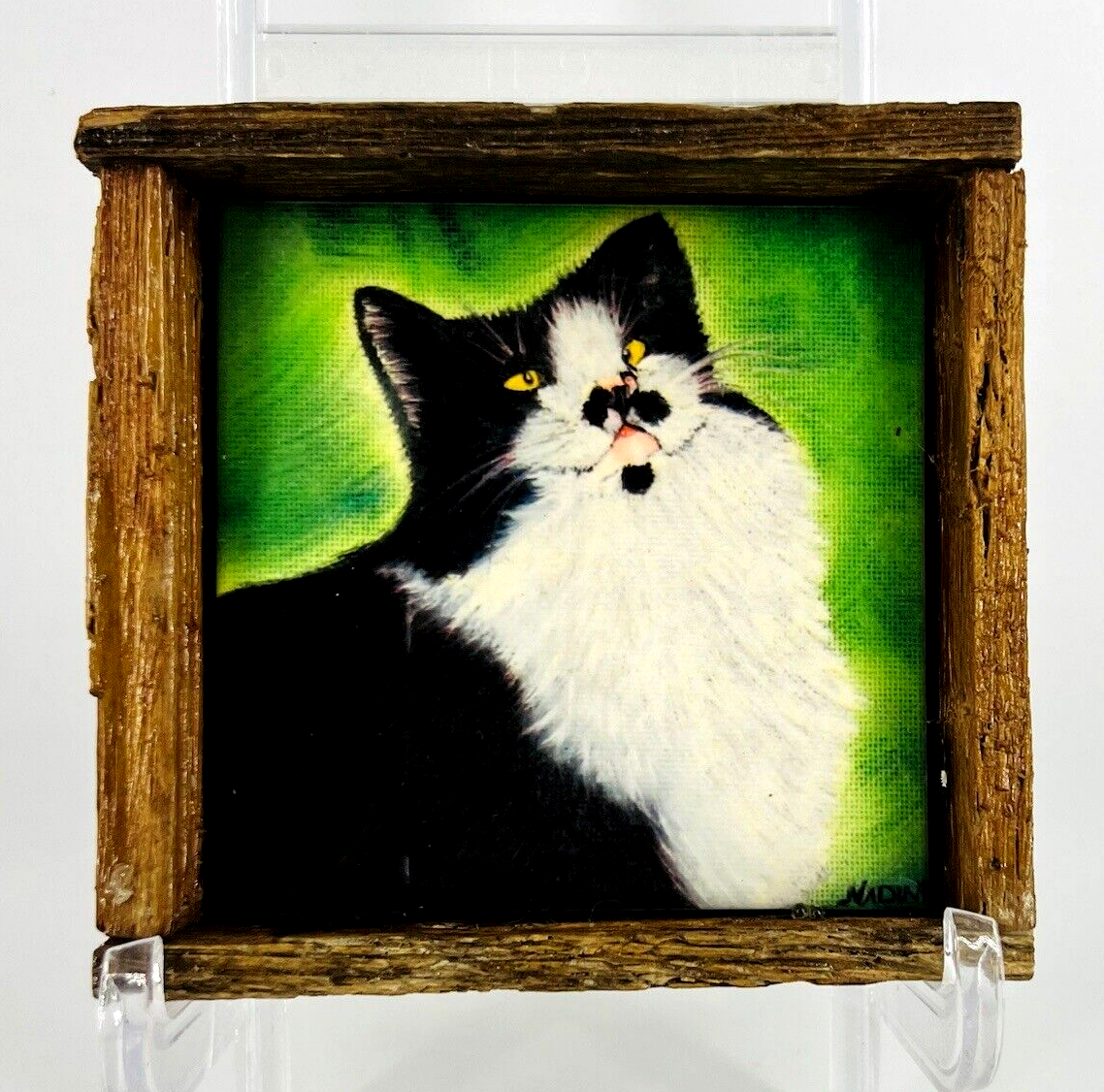 LOBSTER TRAP ART FLORIDA Tuxedo Cat Black White FLORIDA KEYS FL. KEYS ARTIST