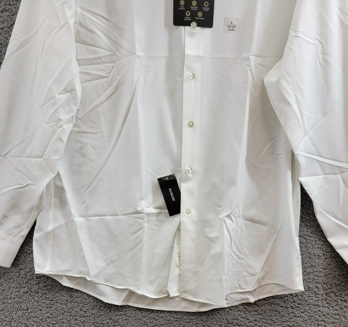 Alfani Regular Fit Travel Ready Solid Dress Shirt Men's 16-16.5 34-35 White L/S - Picture 4 of 19