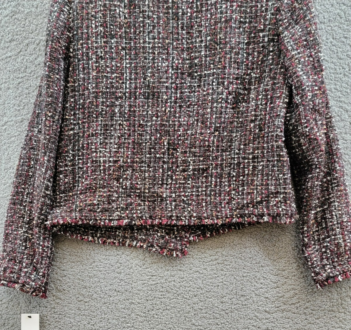 Calvin Klein Tweed Open-Front Wool Blend Blazer Women's 12 Multi Long Sleeve - Picture 15 of 18