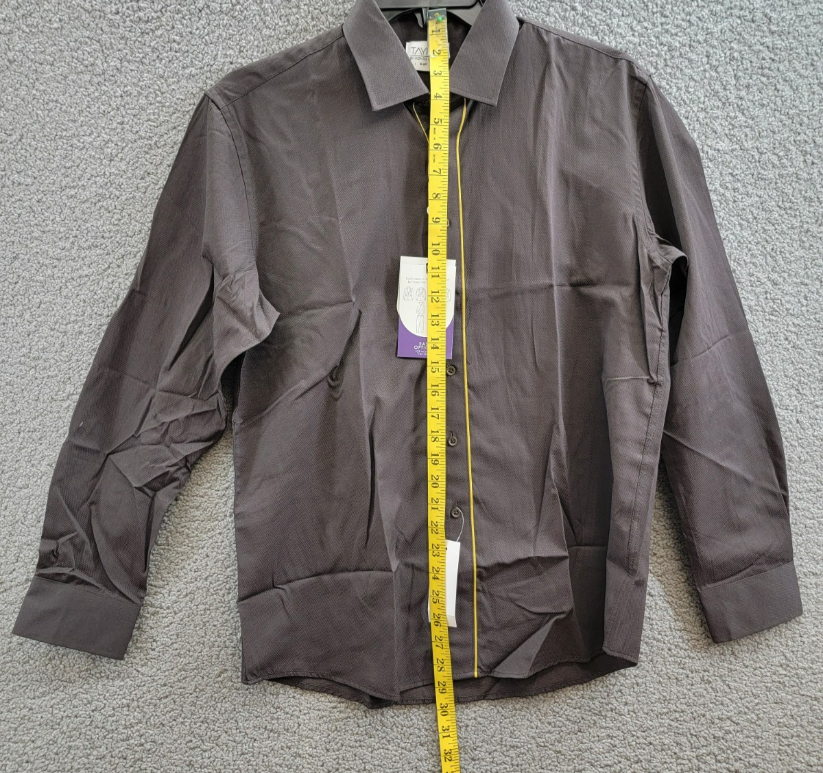 Tayion Collection Slim Fit Dress Shirt Men's L 16-16.5 32-33 Brown & Gold L/S - Picture 7 of 20