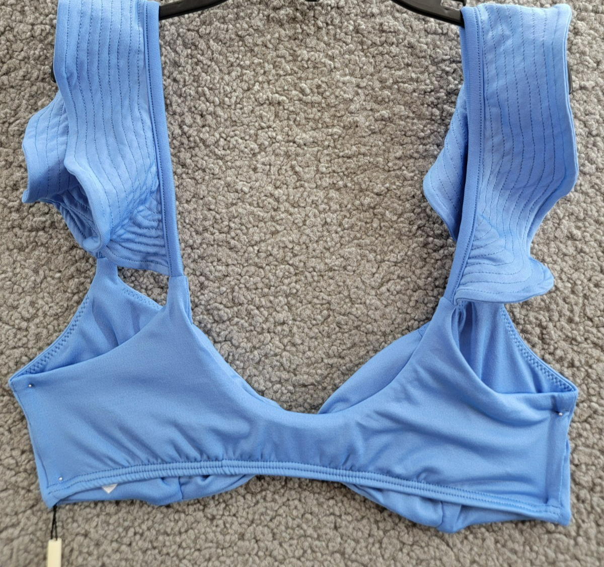 Peixoto Amara Bikini Top Women's S Lazuli Blue Knot Front Ruffle Sleeve Pullover - Picture 8 of 15