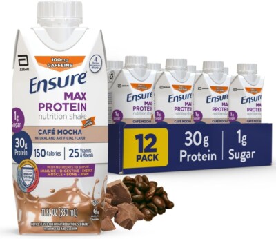 Ensure Max Protein Cafe Mocha Nutrition Shake | 30g Protein 1g Sugar 4g Fiber