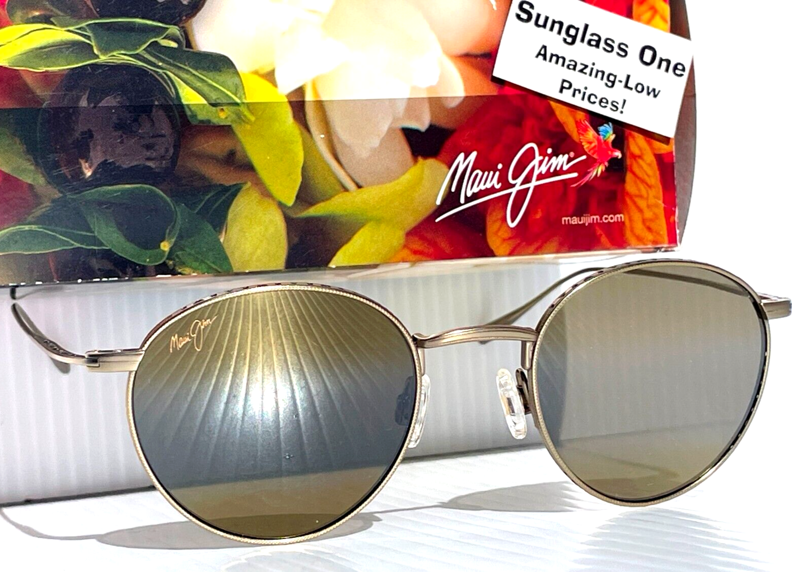 Pre-owned Maui Jim North Star Gold Titanium Polarized Bronze Lens Sunglass H757-16m