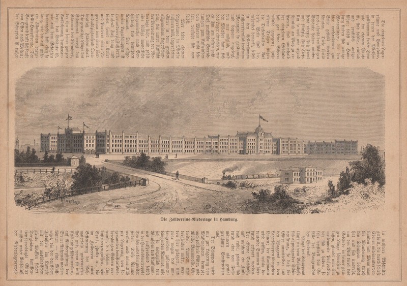 Zollvereins-Niederlage In Hamburg Gare Sternschanze 1 Gravure Sur Bois De 1871
