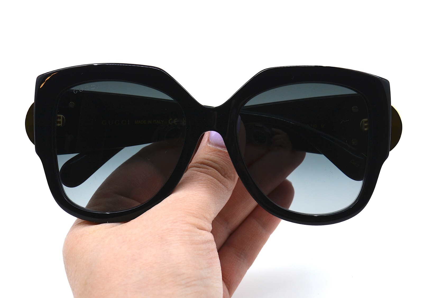 Pre-owned Gucci Gg1407s 001 Black Grey Authentic Sunglasses 54-19 In Gray