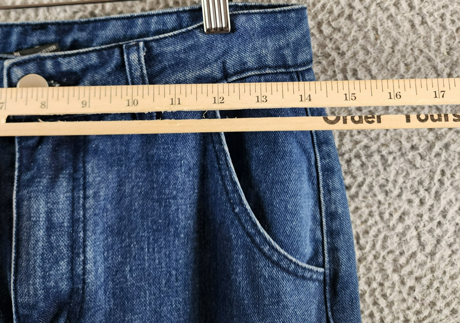 Gracia Front Slit Long Denim Skirt Women's M Blue Heather Side Pocket Button Zip - Picture 6 of 15