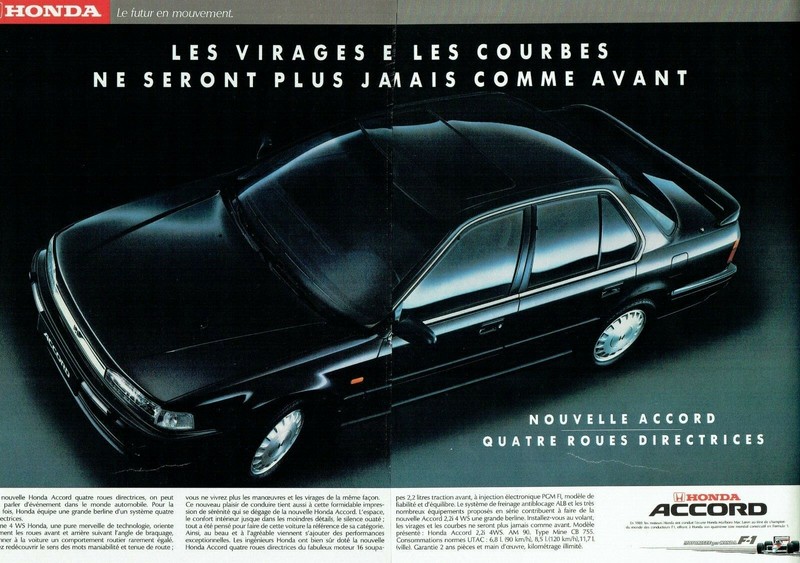  PublicitÃ© Advertising 0322 1990   Honda Accord   4 Roues Directrices  2pages