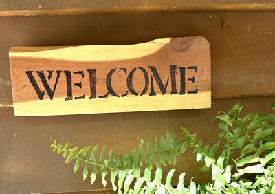 Homemade Cedar Welcome Sign