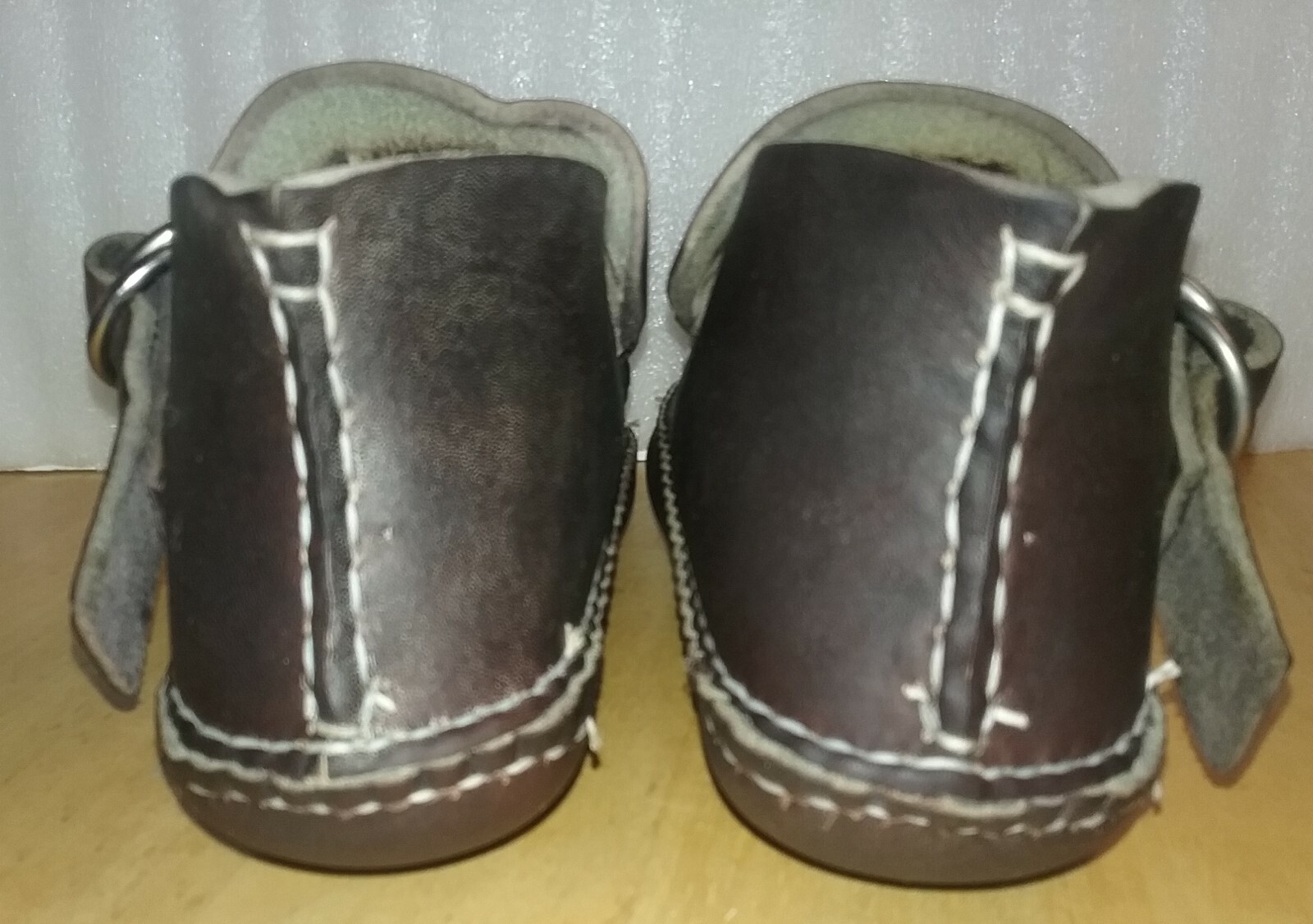Pre-owned Moccasin Arrow  Women's Double Sole Ring Boot Sz 5.5 Hand Sewn Chrome Leather In Brown