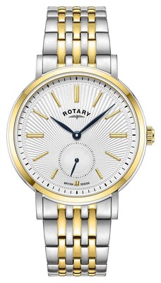 Pre-owned Rotary Dress Small-seconds Quartz (37mm) White Guilloché Dial / Gb05321/29 Watch