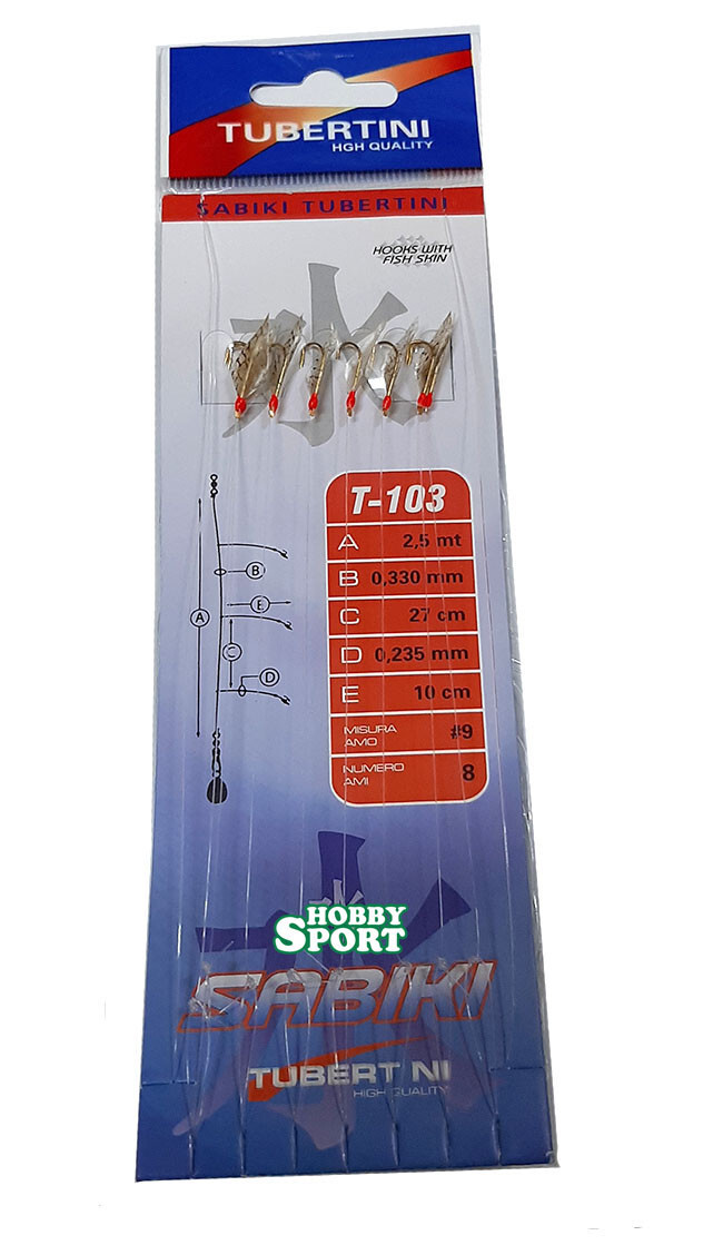 SABIKI TUBERTINI T 103 - HOOK SIZE 9 ARTIFICIALE MARE  PELLE DI PESCE 6 AMI