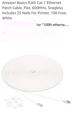 Amazon Basics RJ45 Cat 7 Ethernet Patch Cable, Flat, 600MHz, Snagless, Includes 