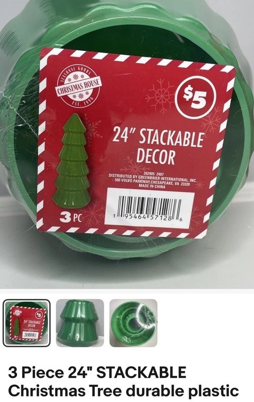 3 Piece 24" STACKABLE Christmas Tree durable plastic DIY viral