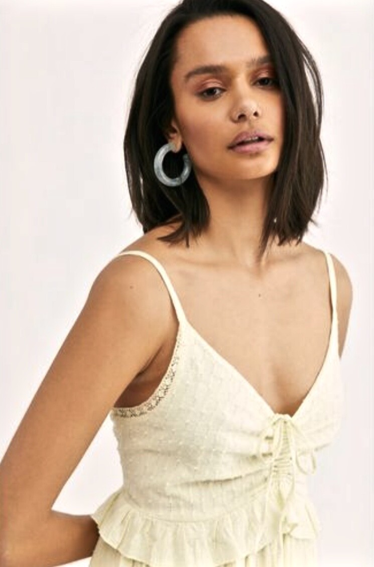 

Многоярусное платье макси Free People Bebe To You с отделкой крючком в горошек, салатовый , НОВИНКА, Желтый